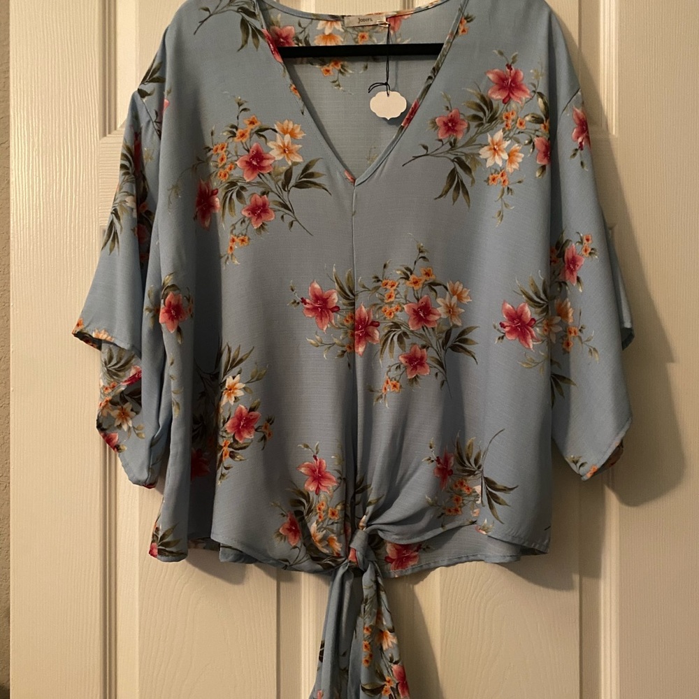 Flowy, Tie-Front Blouse by Jodifl
